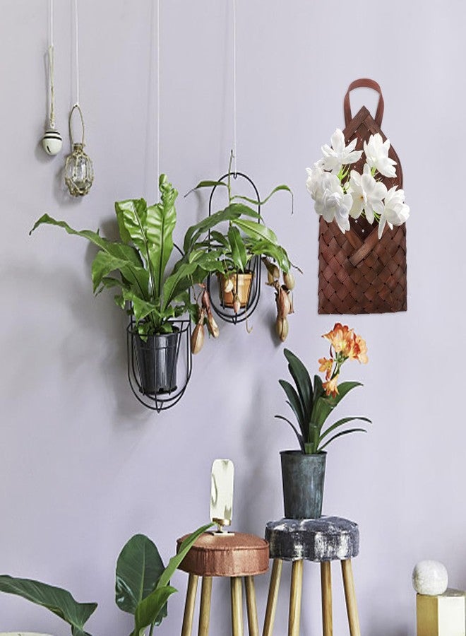 RORPOIR Rustic Wall Hanging Woven Basket for Decorative Arrangements and Versatile Storage Woven Storage Basket for Home Kitchen Bathroom Vegetable Flower Fruit Decor and Organizing - Image 4